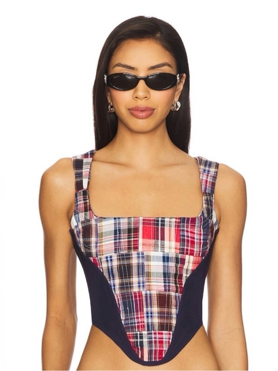 Danielle Guizio Tops - Danielle Guizio Mina Patchwork Corset XS NWT